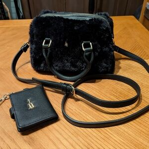Isaac Mizrahi Black Faux Fur Mini Bag